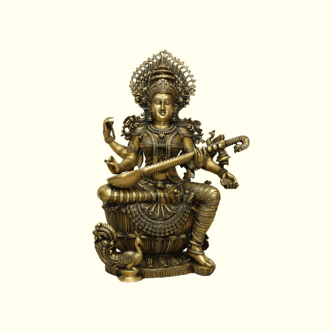 Excusite Brass Sarasvati Sculpture
