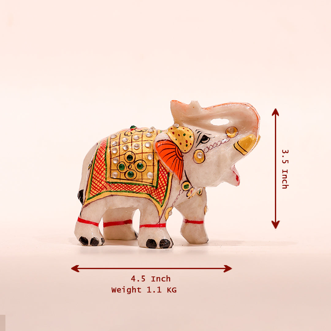 Marble Embossed Elephant Showpiece – Set of 2 |