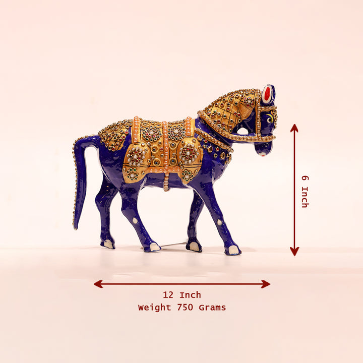 Handicrafts Showpiece of Standing Horse – 6 Inch | Symbol of Speed, Travel & Desire | Metal with Minakari Work