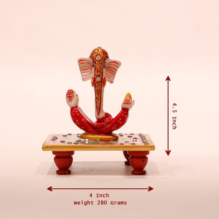 Handicrafts Ganesh Lambodar on Fancy White Marble Chowki