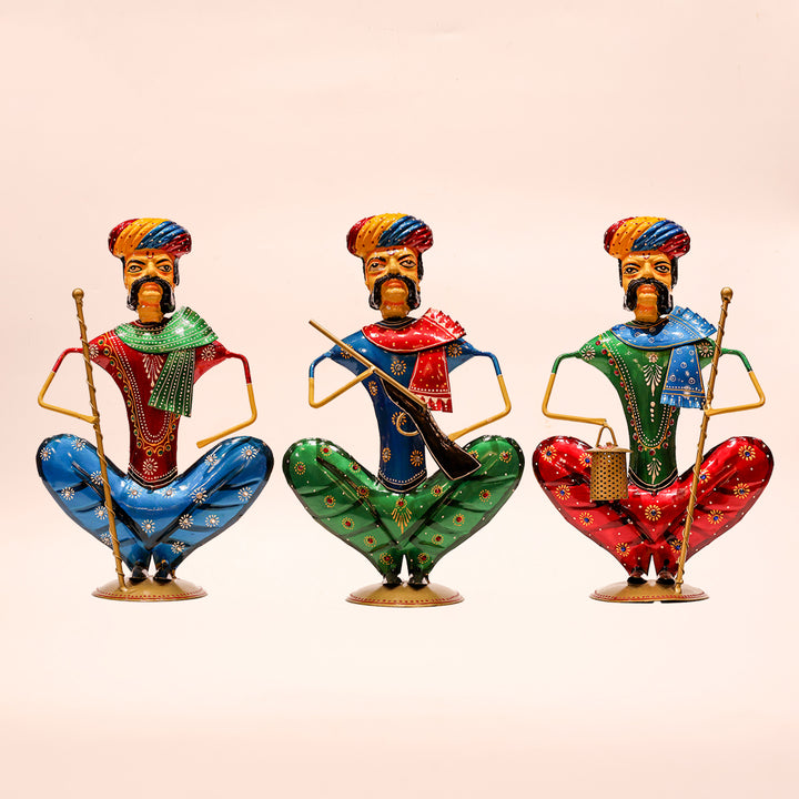 Iron Painted Sitting Musical Rajasthani Showpiece – 14 Inch