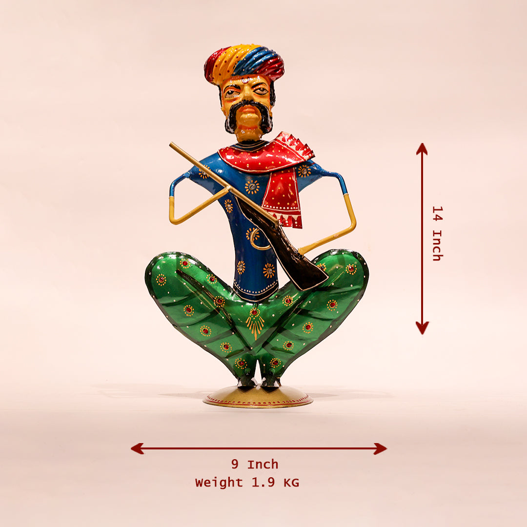 Iron Painted Sitting Musical Rajasthani Showpiece – 14 Inch
