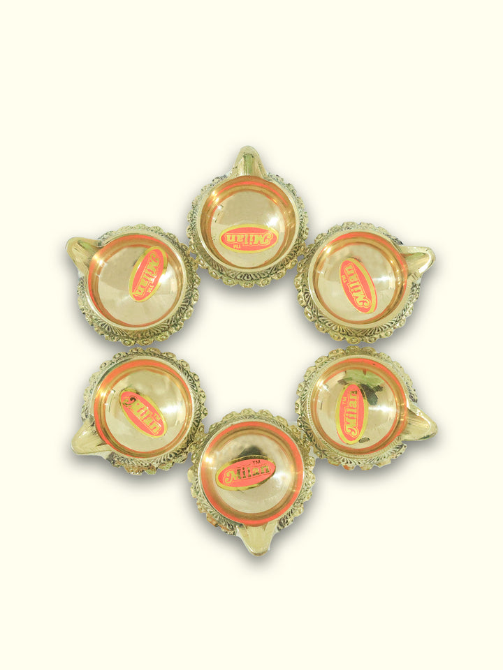 2.5" Wide Brass Kubera Deepam (Pack Of 6)