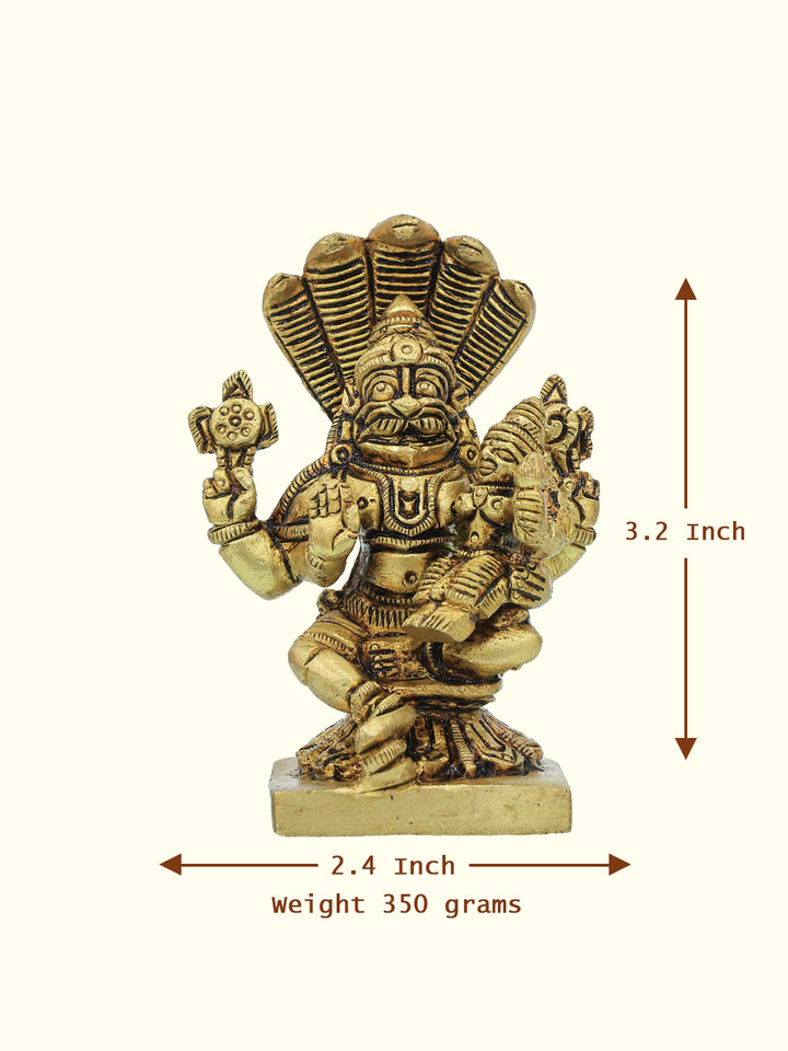 3.2" Brass Lakshmi Narasimha with Nagam