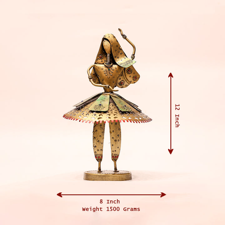Metal Dancing Lady with Designer Dress –Elegant & Artistic Home Decor