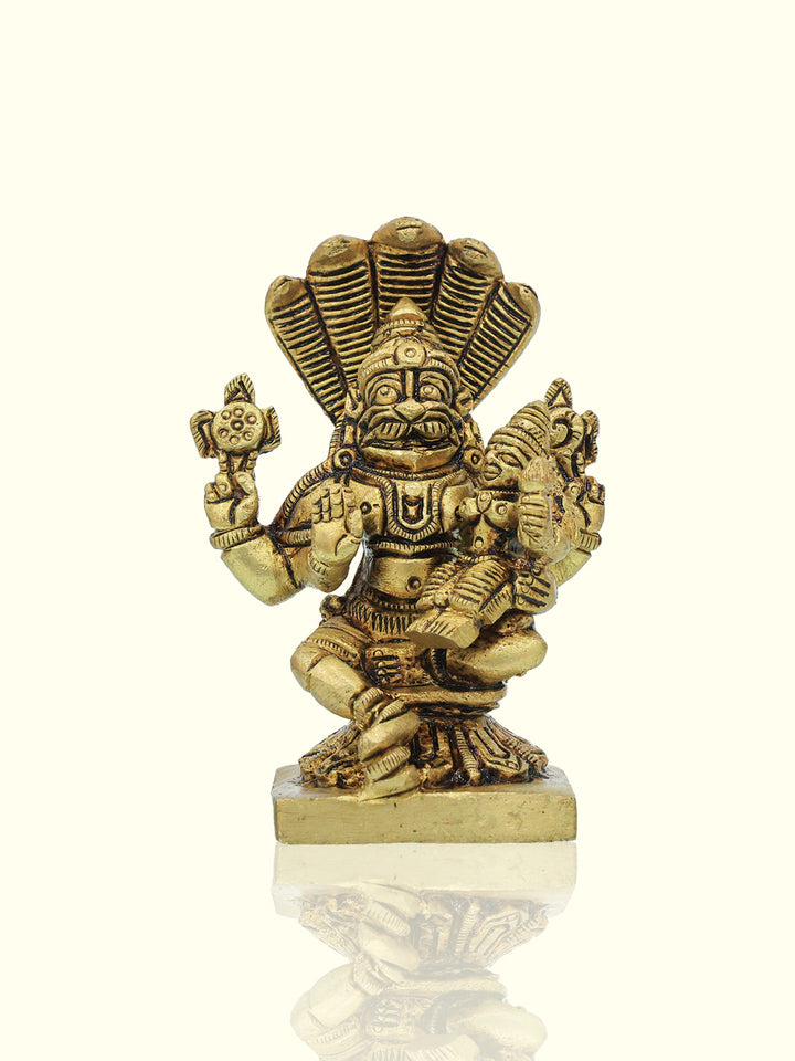 3.2" Brass Lakshmi Narasimha with Nagam