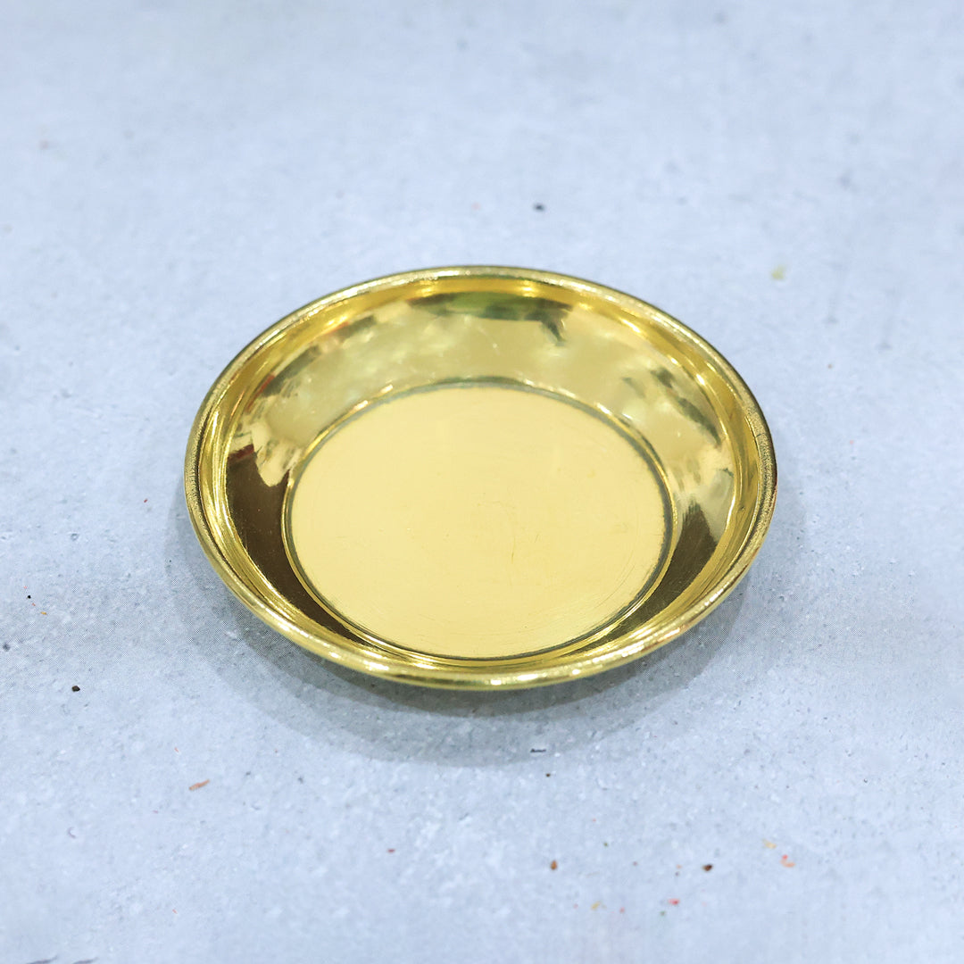3”அருமையான பித்தளை ப்ளைன் அல்வா தட்டு