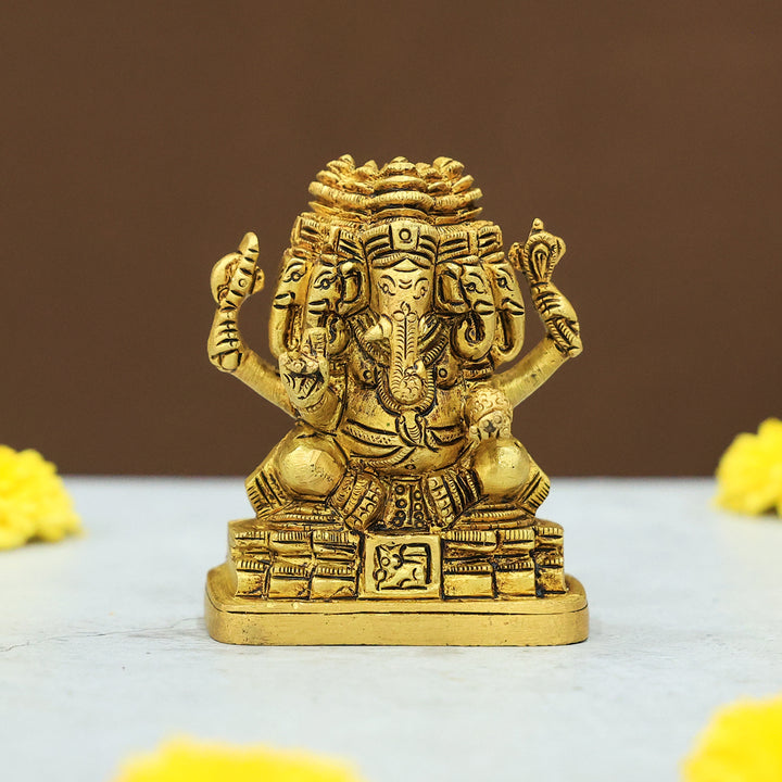 3" Brass 5 Face Ganesh Idol
