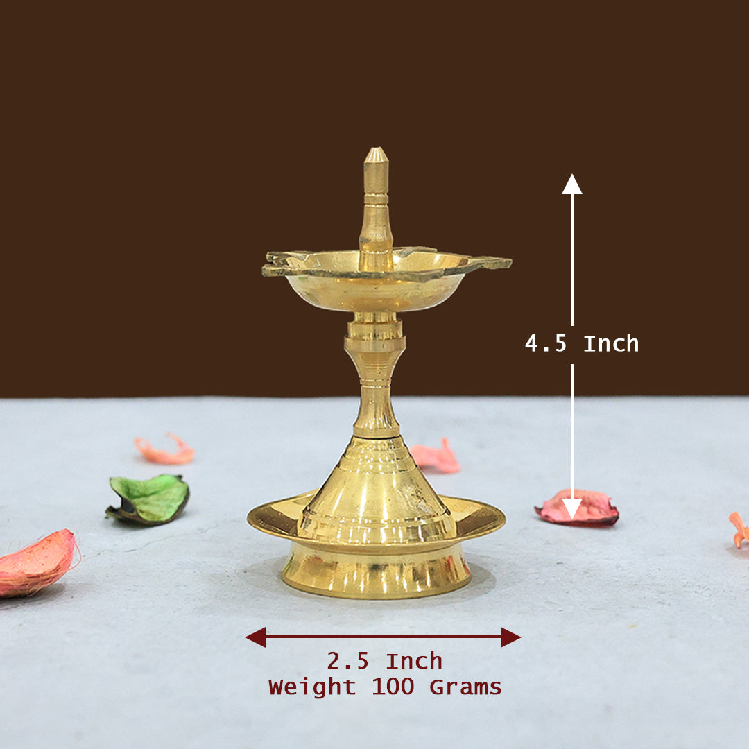 4.5" Brass Standing Lamp -  Udupi Deepa