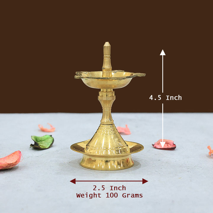 4.5" Brass Standing Lamp -  Udupi Deepa