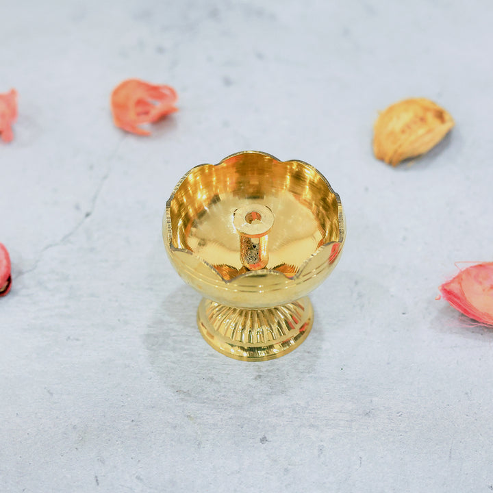 1.75" Brass Deepam with Rudra Center (Tomato Shaped)