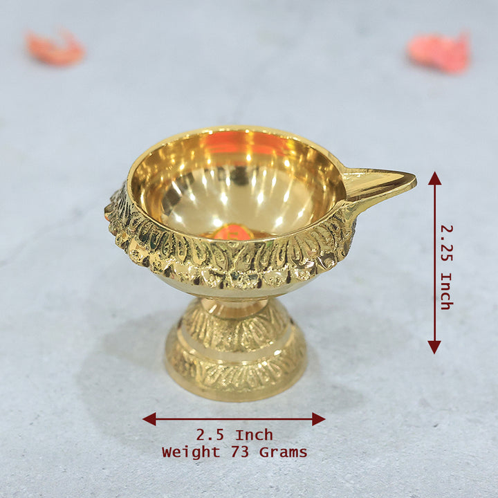 2.5" Wide Brass Kubera Deepam with Stand