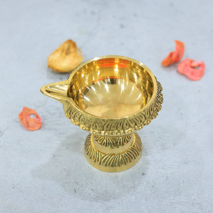 2.5" Brass Kubera Deepam with Stand