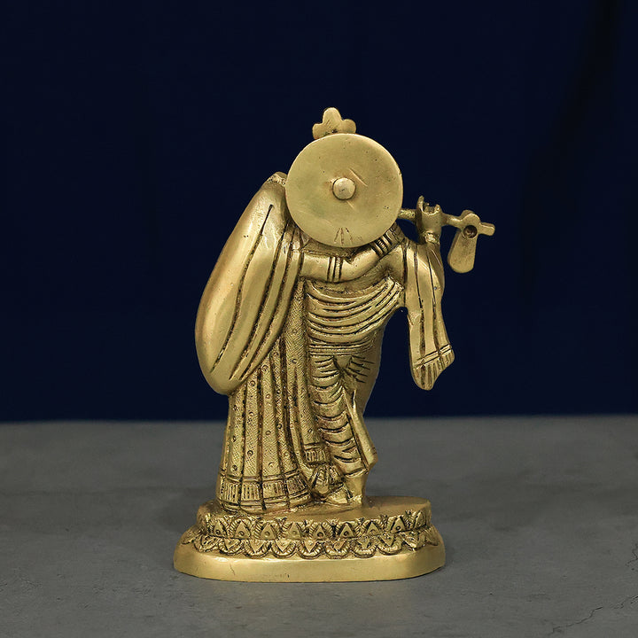 6" Brass Radha Krishna Statue – Symbol of Love and Devotion