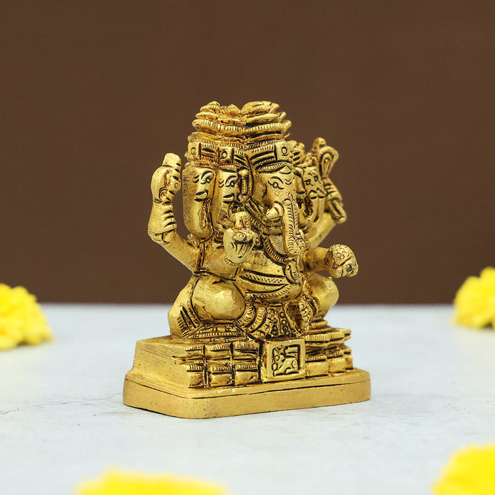 3" Brass 5 Face Ganesh Idol