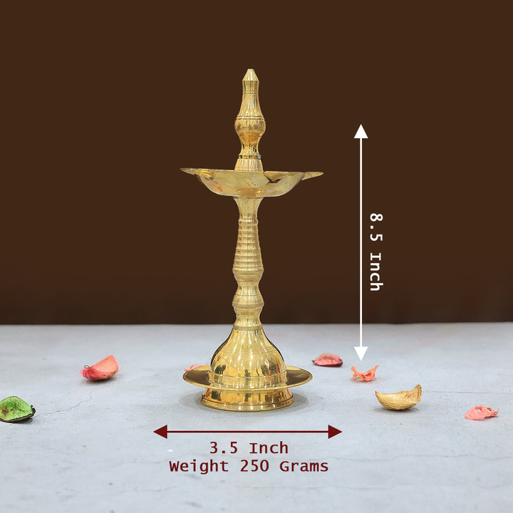 பித்தளை ஆடம்பரமான நிற்கும் விளக்கு - கேரளா தீபா. 8.5", 9" &amp; 9.5"