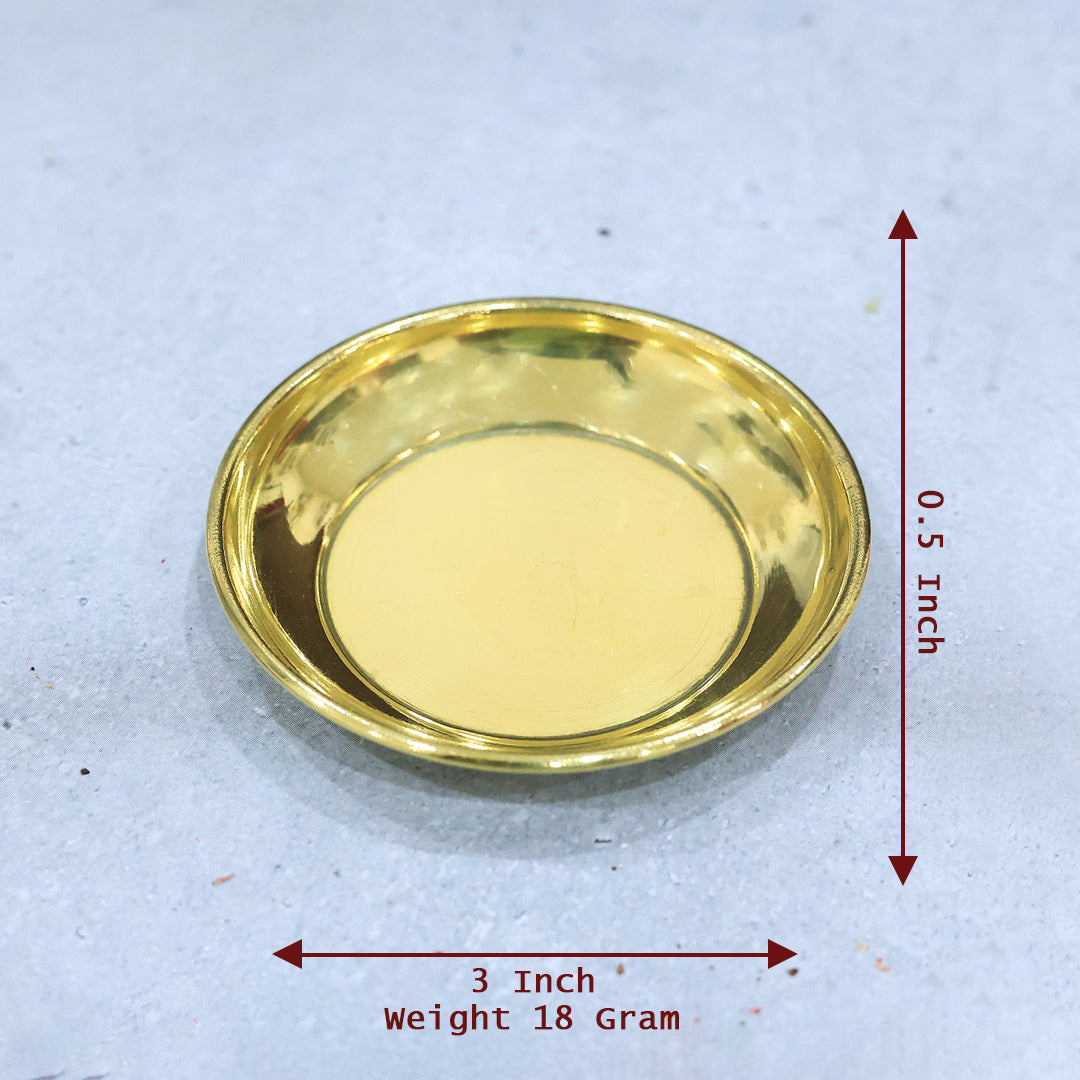 3”அருமையான பித்தளை ப்ளைன் அல்வா தட்டு