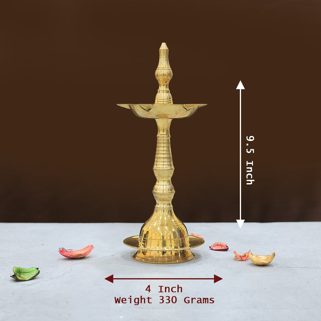பித்தளை ஆடம்பரமான நிற்கும் விளக்கு - கேரளா தீபா. 8.5", 9" &amp; 9.5"