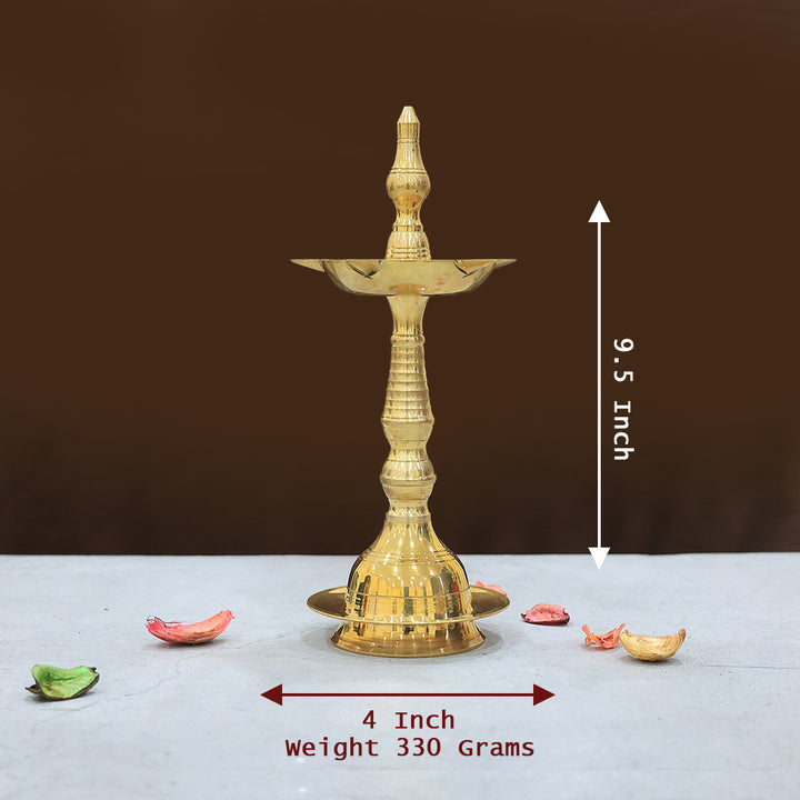 பித்தளை ஆடம்பரமான நிற்கும் விளக்கு - கேரளா தீபா. 8.5", 9" &amp; 9.5"