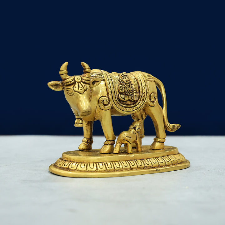 4" Brass Cow With Calf-Gho Mata