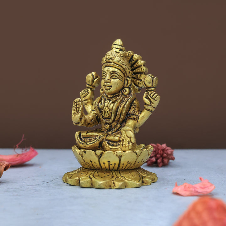 3.5" Brass Lakshmi with Lotus Base