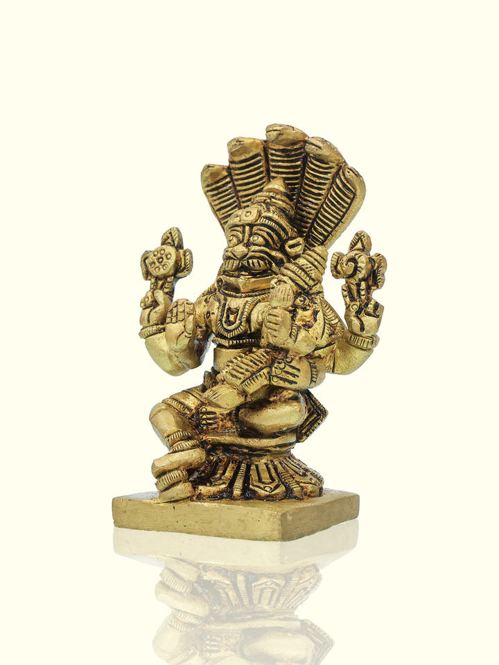 3.2" Brass Lakshmi Narasimha with Nagam