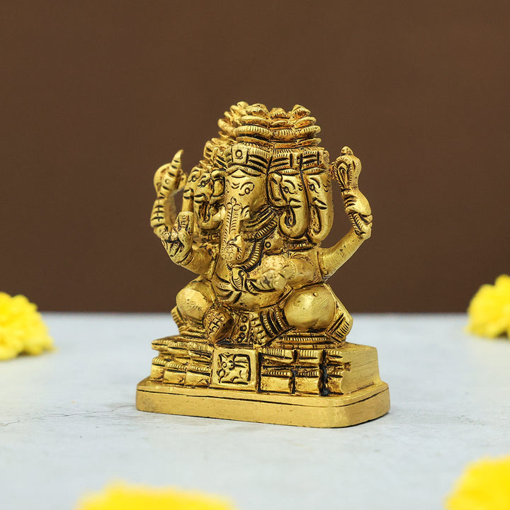 3" Brass 5 Face Ganesh Idol