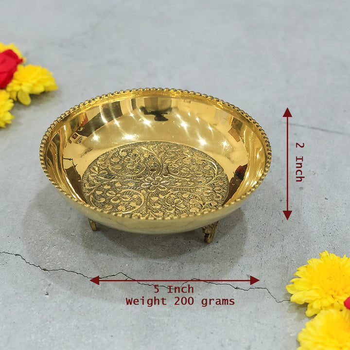 Wide Brass Plate with Design and Stand