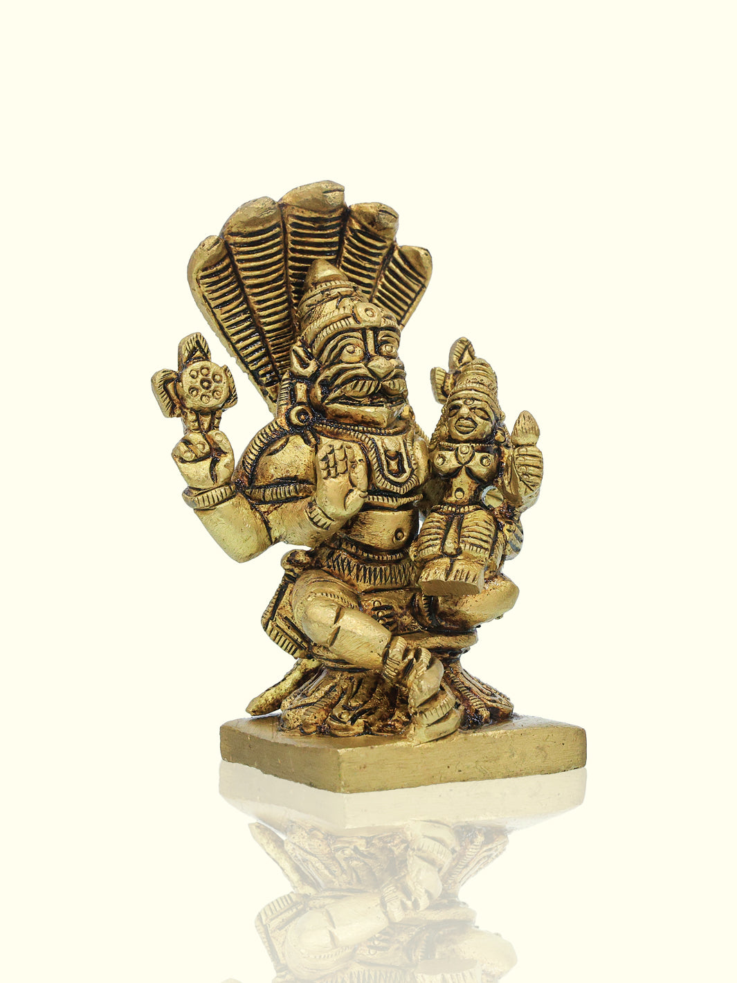 3.2" Brass Lakshmi Narasimha with Nagam