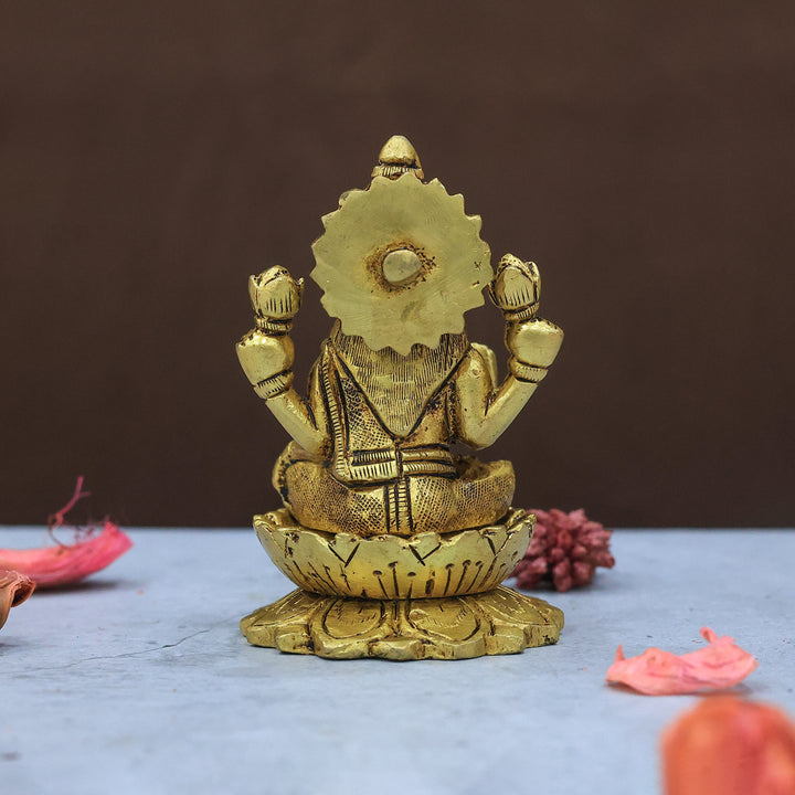 3.5" Brass Lakshmi with Lotus Base