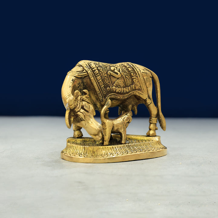 3.5" Brass Cow with Calf Idol-Gho Mata