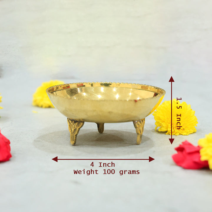 Wide Brass Plate with Design and Stand
