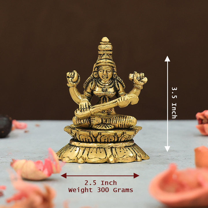 3.5" Brass Saraswathi Idol