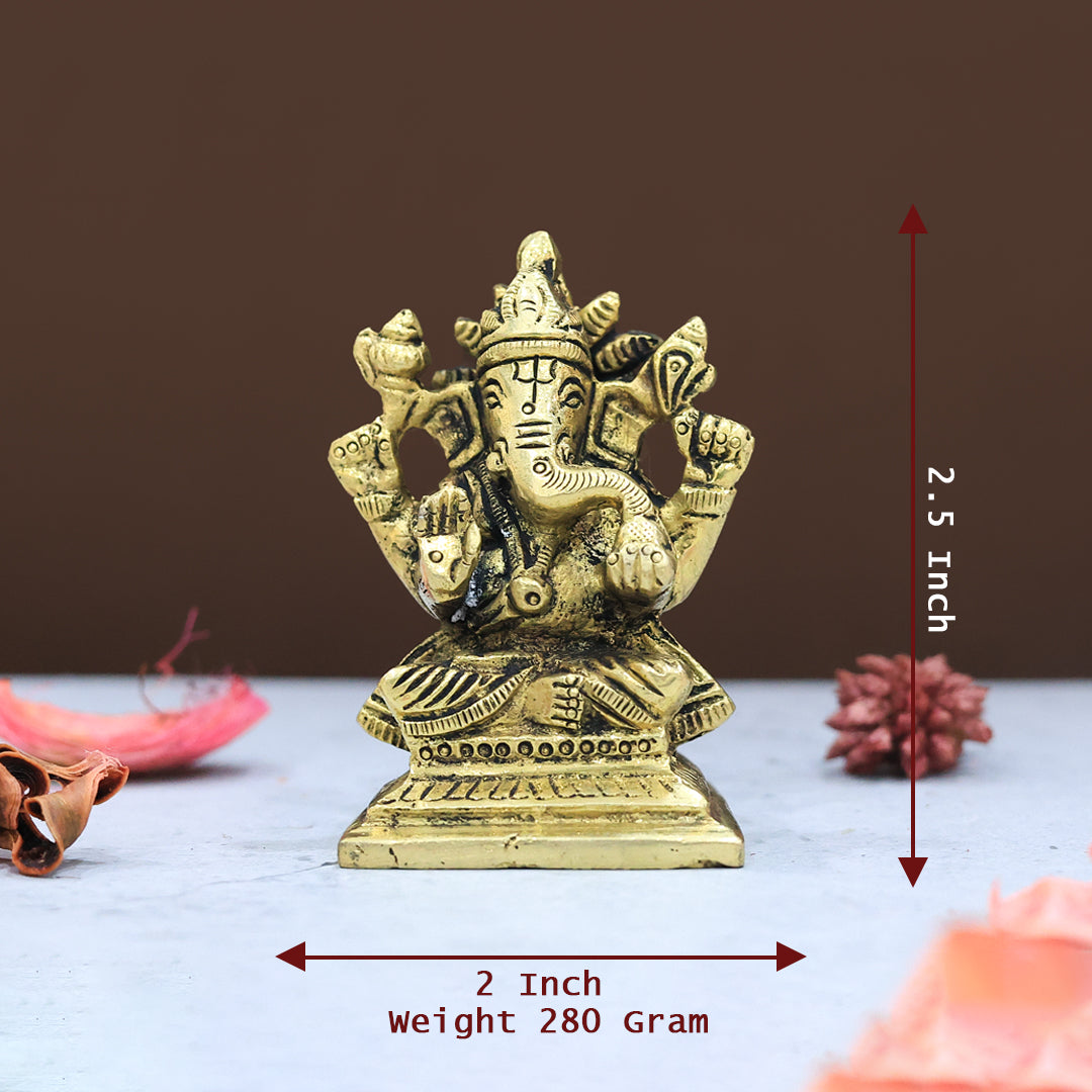 2.5" சதுர அடித்தளத்துடன் கூடிய பித்தளை விநாயகர்