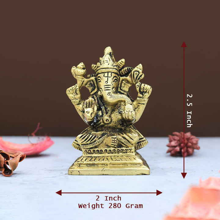 2.5" சதுர அடித்தளத்துடன் கூடிய பித்தளை விநாயகர்