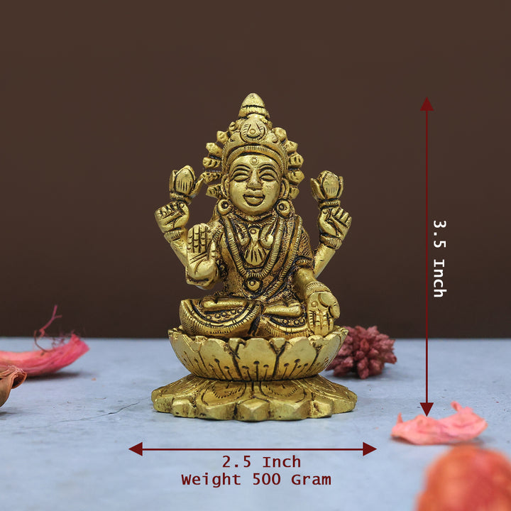 3.5" Brass Lakshmi with Lotus Base