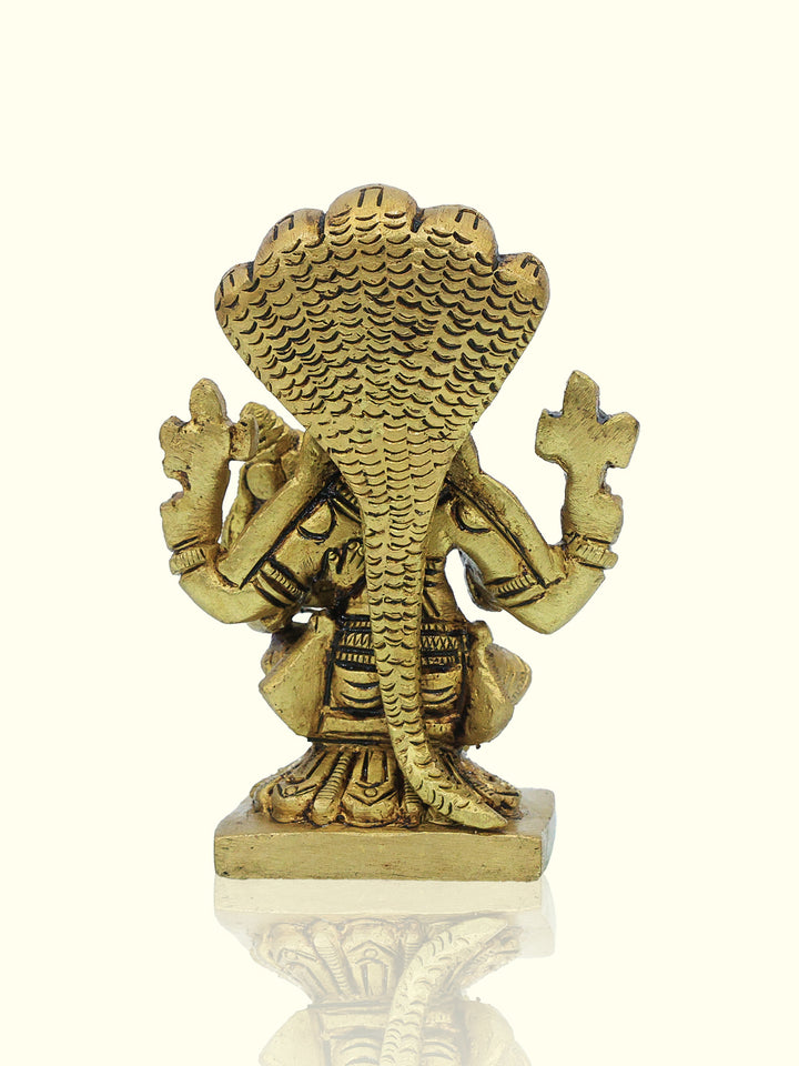 3.2" Brass Lakshmi Narasimha with Nagam