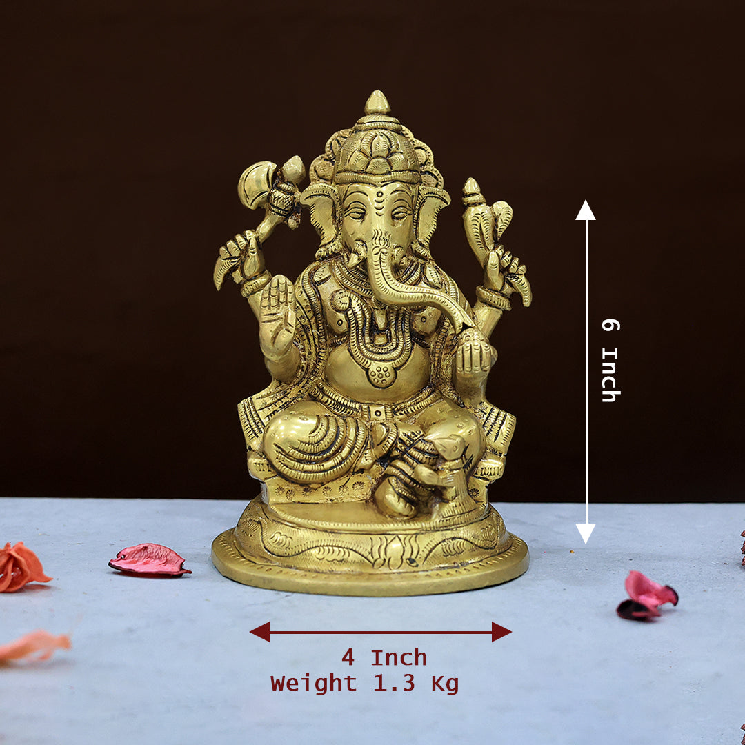 6” பித்தளை விநாயகர் சிலை அரை வட்ட அடித்தளம்