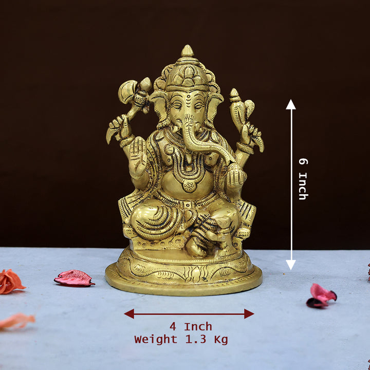 6” பித்தளை விநாயகர் சிலை அரை வட்ட அடித்தளம்