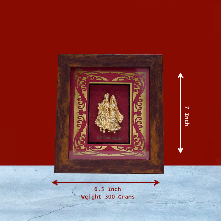 Radha Krishna Wooden Photo Frame – 7" x 6.5"