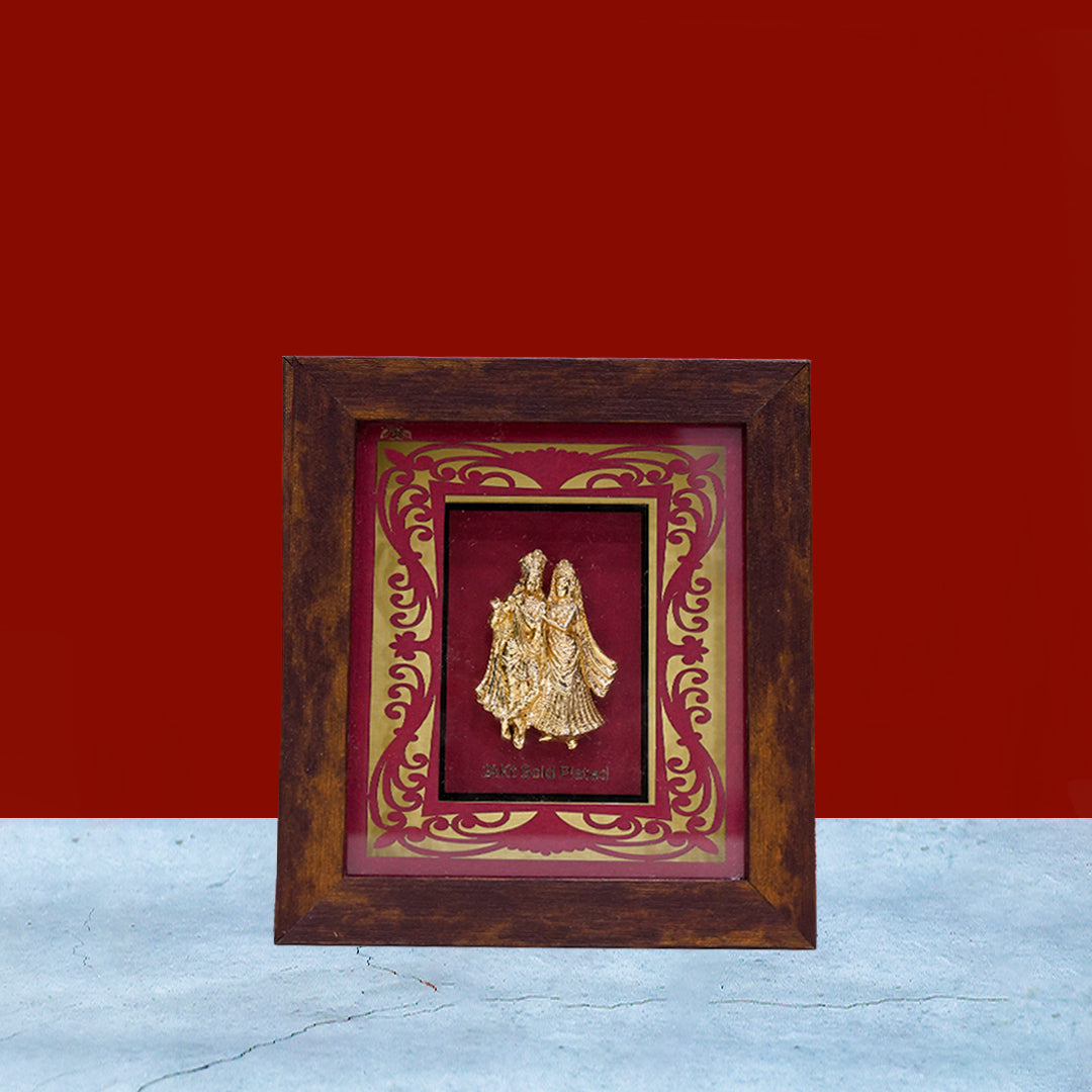 Radha Krishna Wooden Photo Frame – 7" x 6.5"