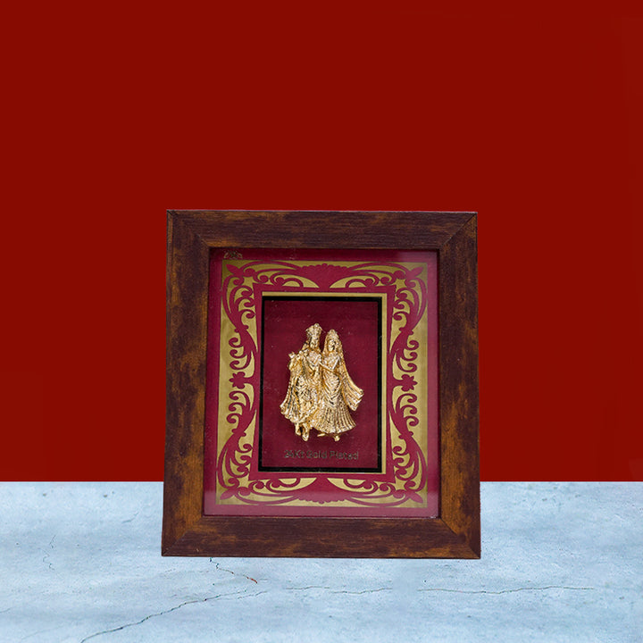 Radha Krishna Wooden Photo Frame – 7" x 6.5"