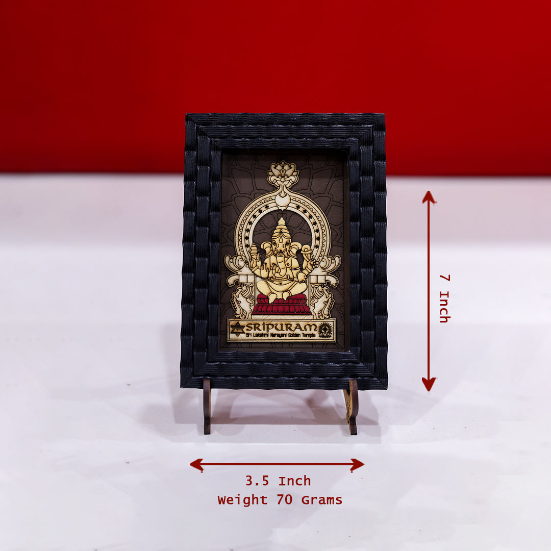 Ganesha Carving Plate – Wooden Frame | 4.5" x 3.25"