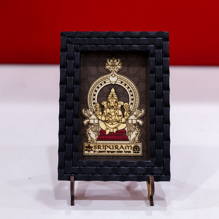 Ganesha Carving Plate – Wooden Frame | 4.5" x 3.25"