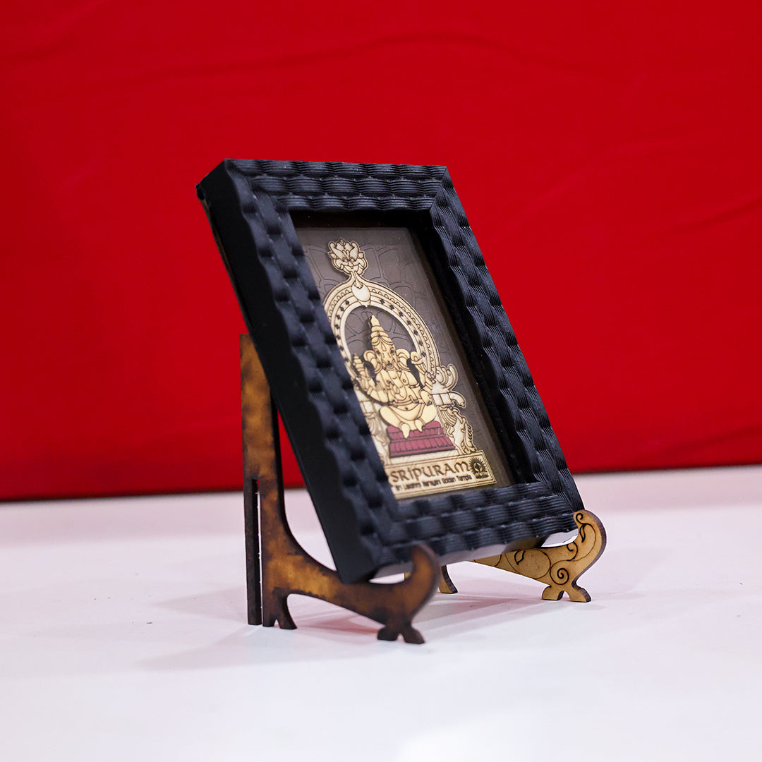 Ganesha Carving Plate – Wooden Frame | 4.5" x 3.25"
