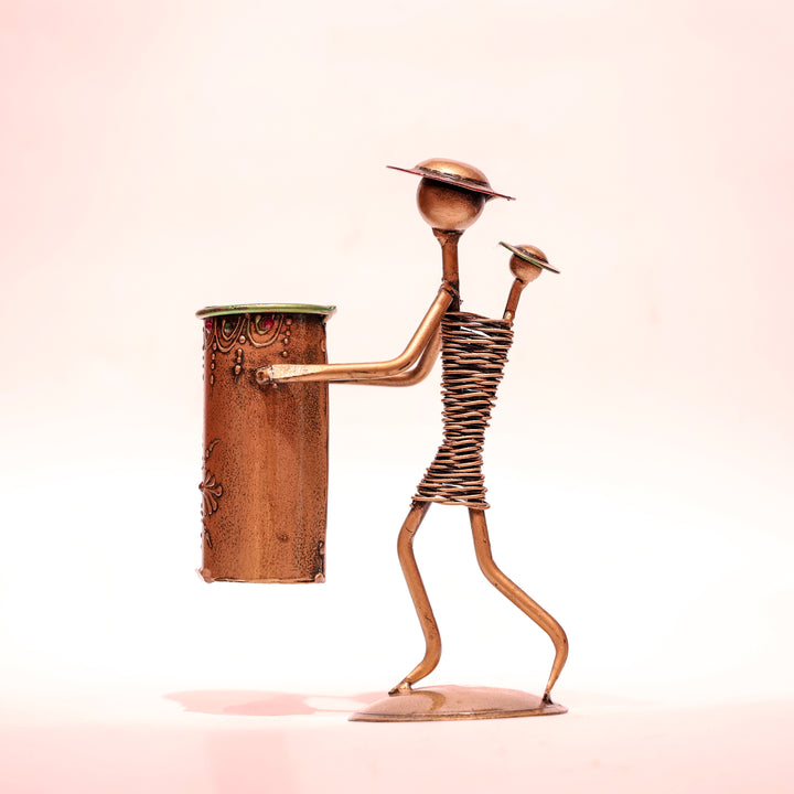 Man Holding Pen Stand
