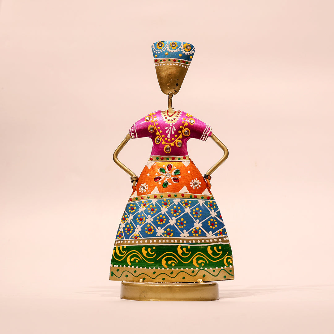 11" Traditional Couple Handicraft Decor –  Colorful Folk Art Figurines