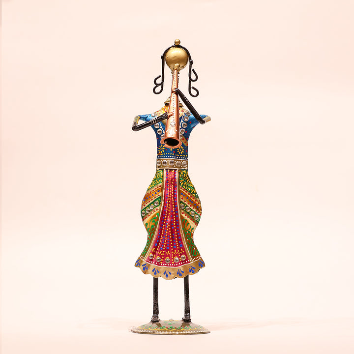 Iron Musical Showpiece – 11.5 Inch | Men Playing Shenai Decorative Figurine