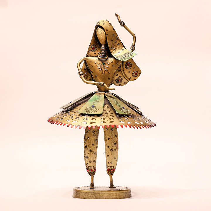 Metal Dancing Lady with Designer Dress –Elegant & Artistic Home Decor