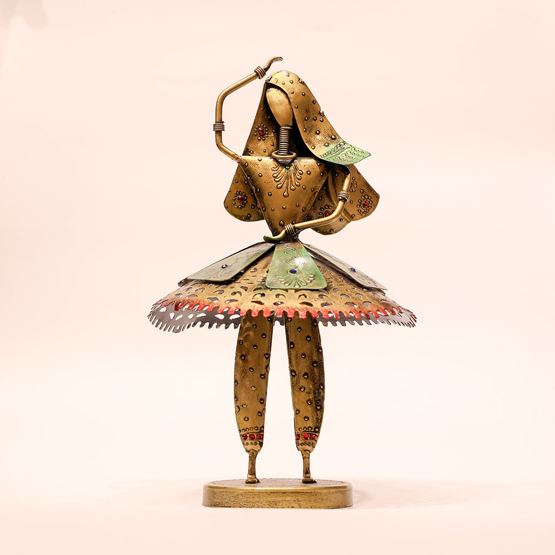 Metal Dancing Lady with Designer Dress –Elegant & Artistic Home Decor